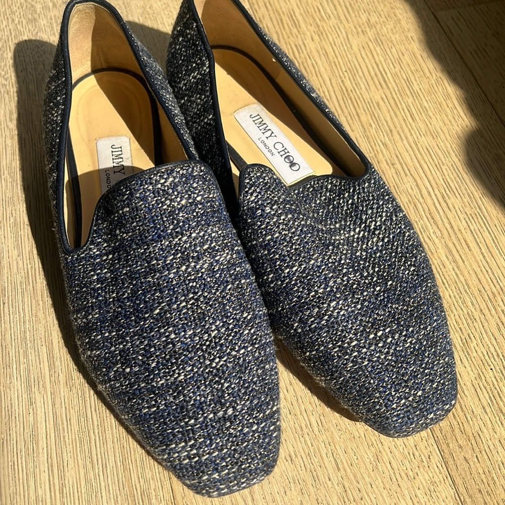 NEW Jimmy Choo loafers in blue tweed size 38/ US 8 women’s sneakers loafers